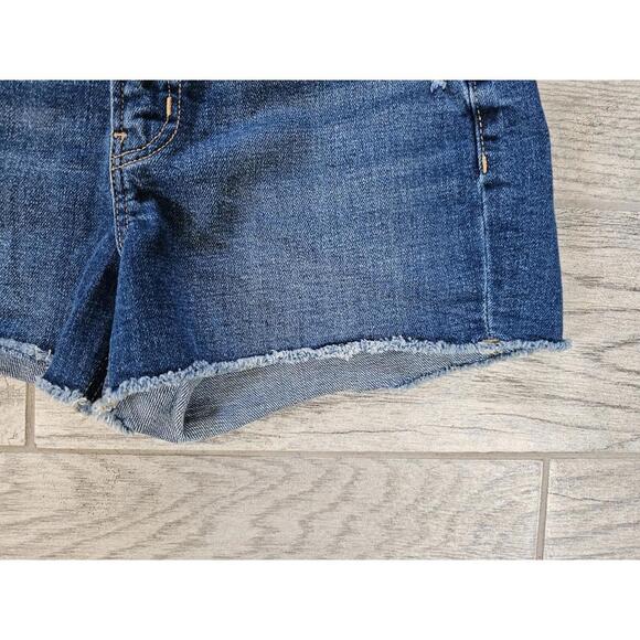 Women's Old Navy Blue Denim Jeans Shorts Size 4 OG High Rise Cut Off Distressed - Picture 6 of 12